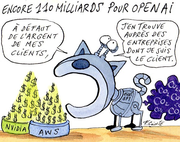 Dessin: OpenAI annonce une levée de fonds de 110 milliards de dollars 